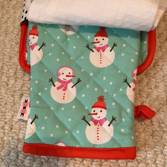 ☃️Snowman mitt potholder towel set In the Meadow we can build a snowman gift - Picture 3 of 5